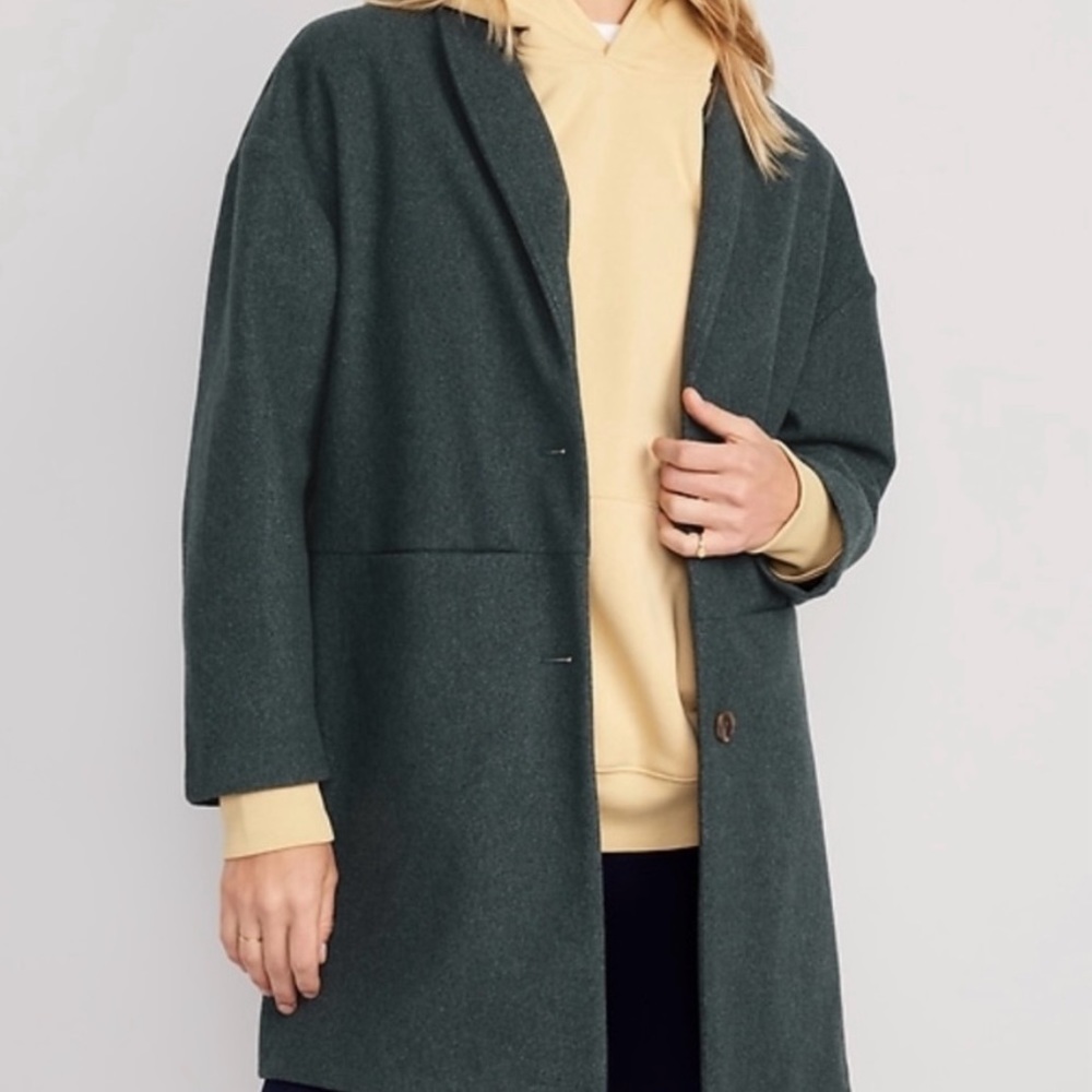 NWT Old Navy Long-Line Cardigan Coat in Dark Bottle